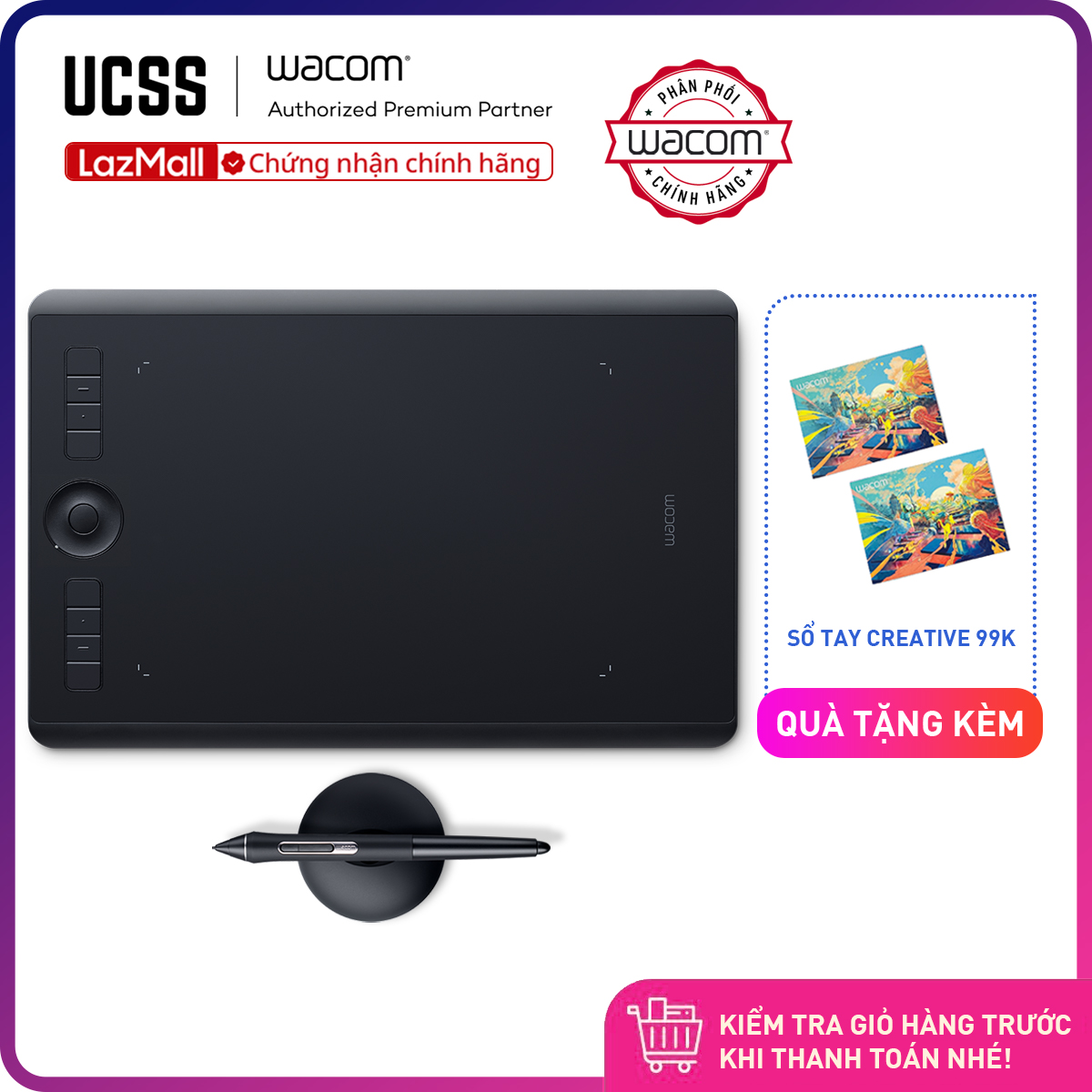 [Trả góp 0%]Bảng Vẽ Wacom Intuos Pro M PTH-660 (Hàng Phân Phối Chính Thức)