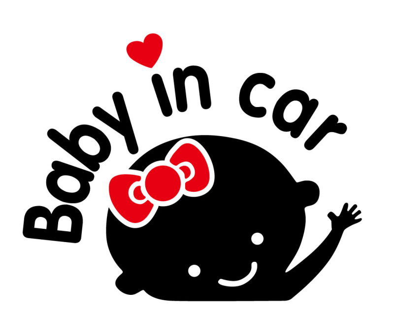 TEM TRANG TRÍ DECAL BABY IN CAR-GIRL (Đen Đỏ)