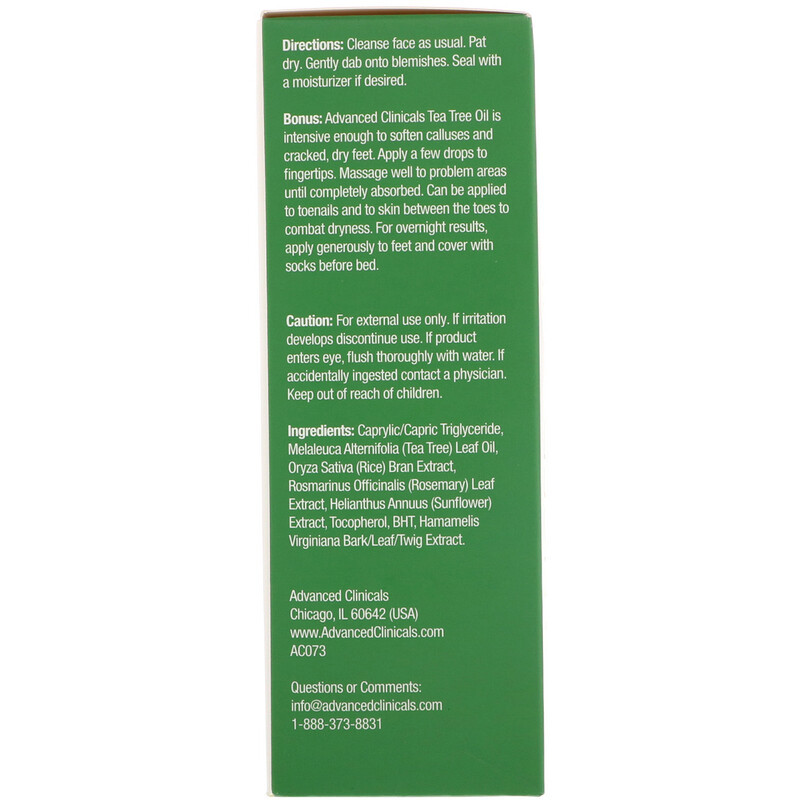 [MỸ] Serum Advanced Clinicals, Tea Tree Oil, 1.8 fl oz (53 ml)