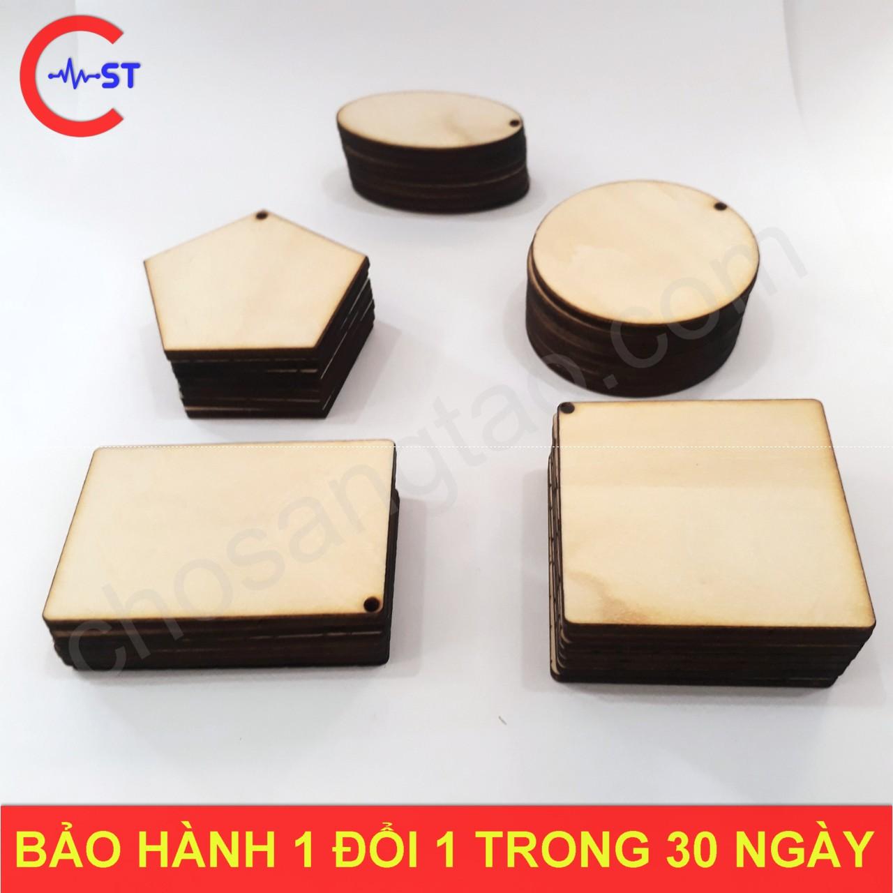 Combo 34 phôi móc khóa gỗ 3 mm