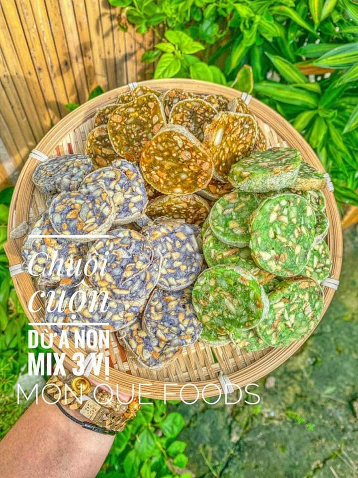 Kẹo chuối cuộn dừa non mix 3 vị 1kg
