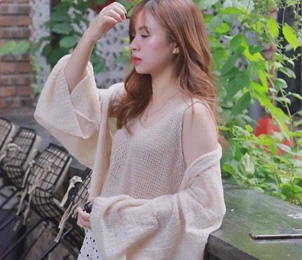 Áo carddigan len lưới mỏng phong cách Hàn Quốc
