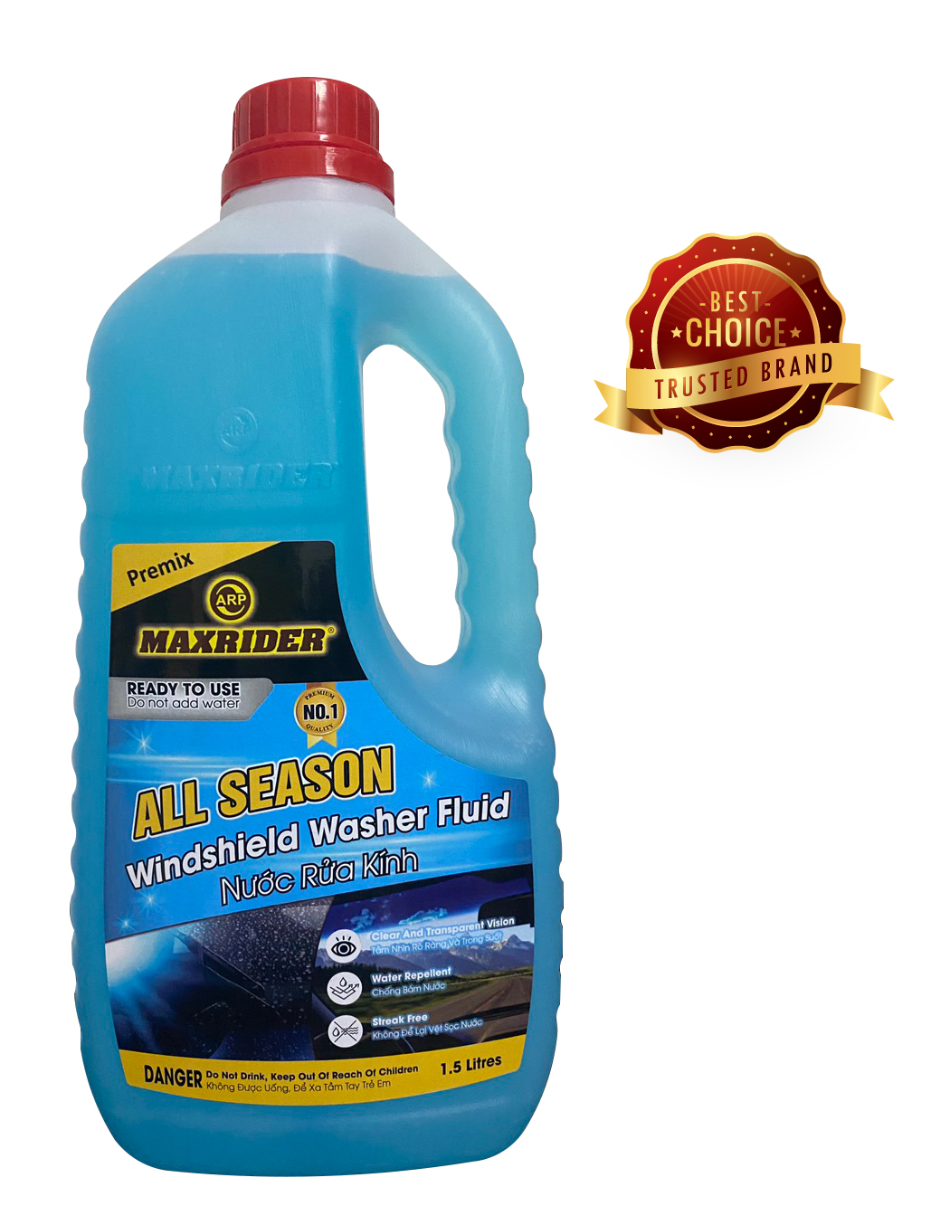 💯NƯỚC RỬA KÍNH PHA SẴN - MAXRIDER WINDSHIELD WASHER FLUID (1.5 Litres)