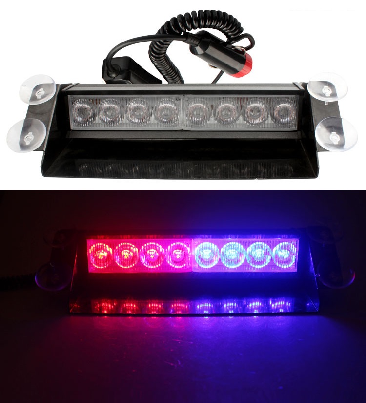 Đèn cảnh báo khẩn cấp, gắn kính lái cho xe ưu tiên 8 led 12v - flash