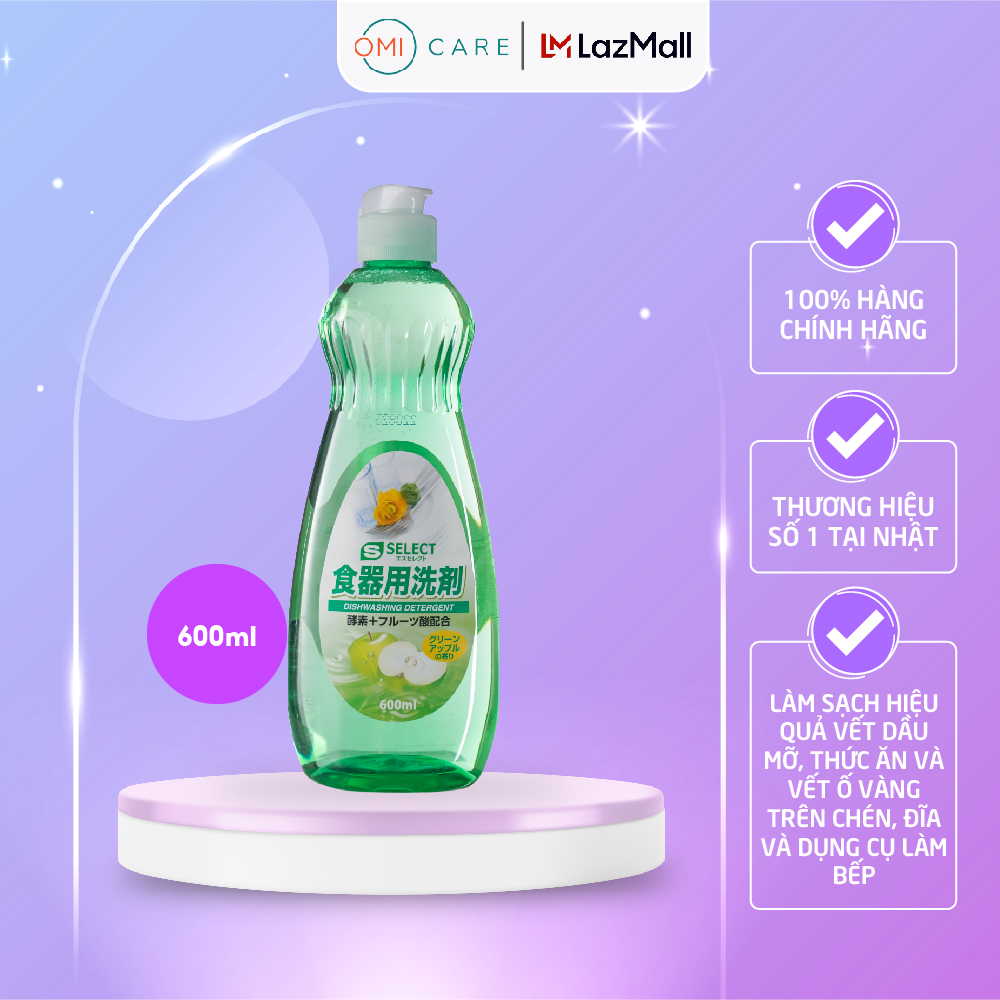 Nước Rửa Chén, Bát S Select Nhật Bản Hương Táo 600ml