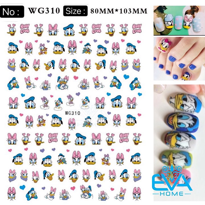 [HCM]Miếng Dán Móng Tay 3D Nail Sticker Tráng Trí Hoạ Tiết Hoạt Hình Vịt Donald Và Daisy Duck WG310