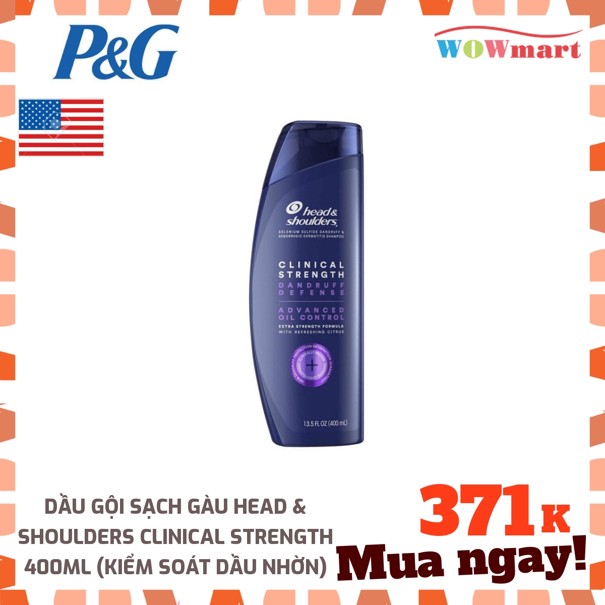 [HCM]Dầu gội sạch gàu Head & Shoulders Clinical Strength 400ml (Kiểm soát dầu nhờn) - [Mỹ]