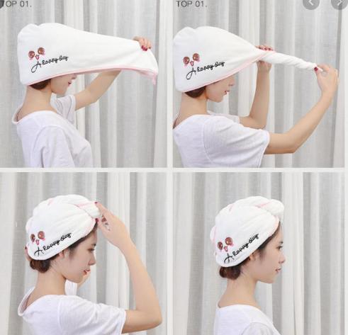 [HCM]Khăn Quấn Tóc Mũ Trùm Đầu Giúp Tóc Khô Nhanh