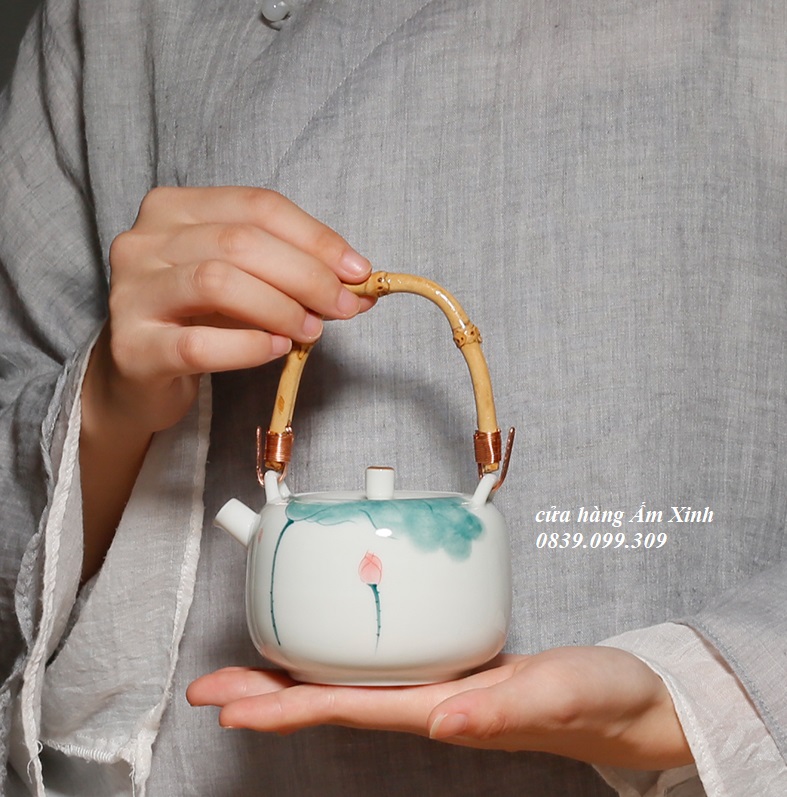 Ấm Trà Sứ Trắng Bạch Định pha trà đạo
