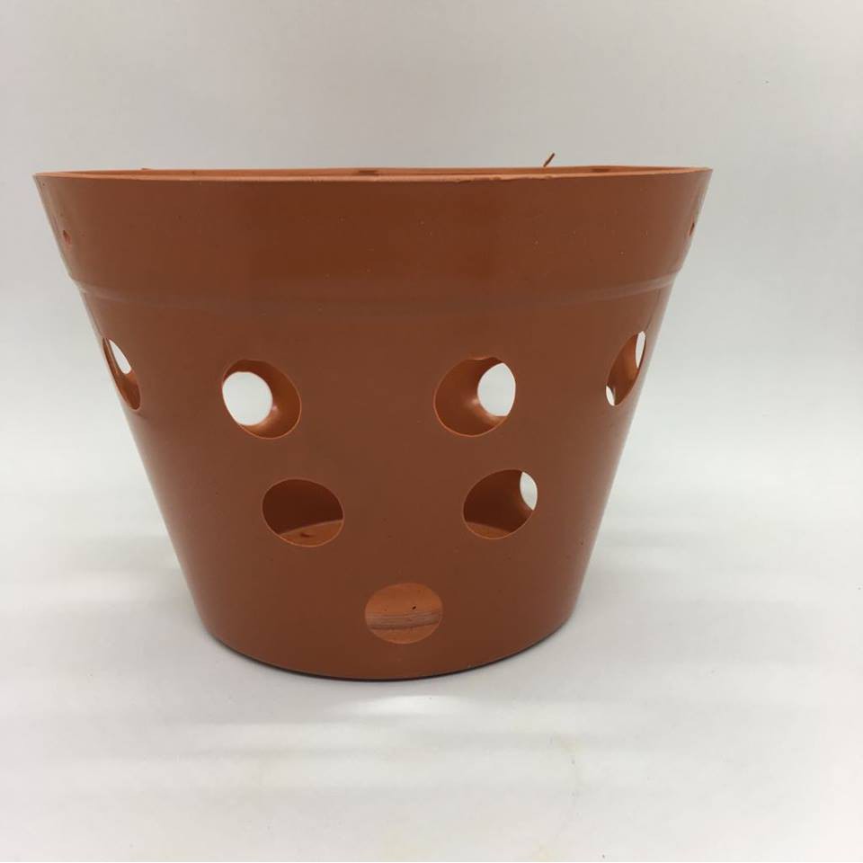 Set 5 Chậu nhựa giả đất chuyên dùng trồng lan kèm móc bọc nhựa treo chậu