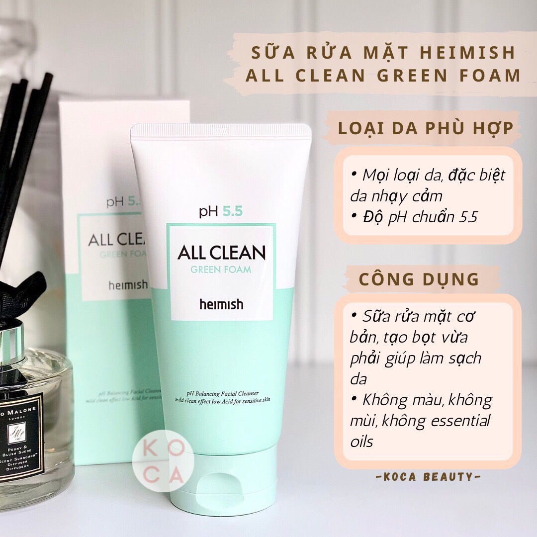 [HEIMISH] Sữa rửa mặt pH 5.5 All Clean Green Foam