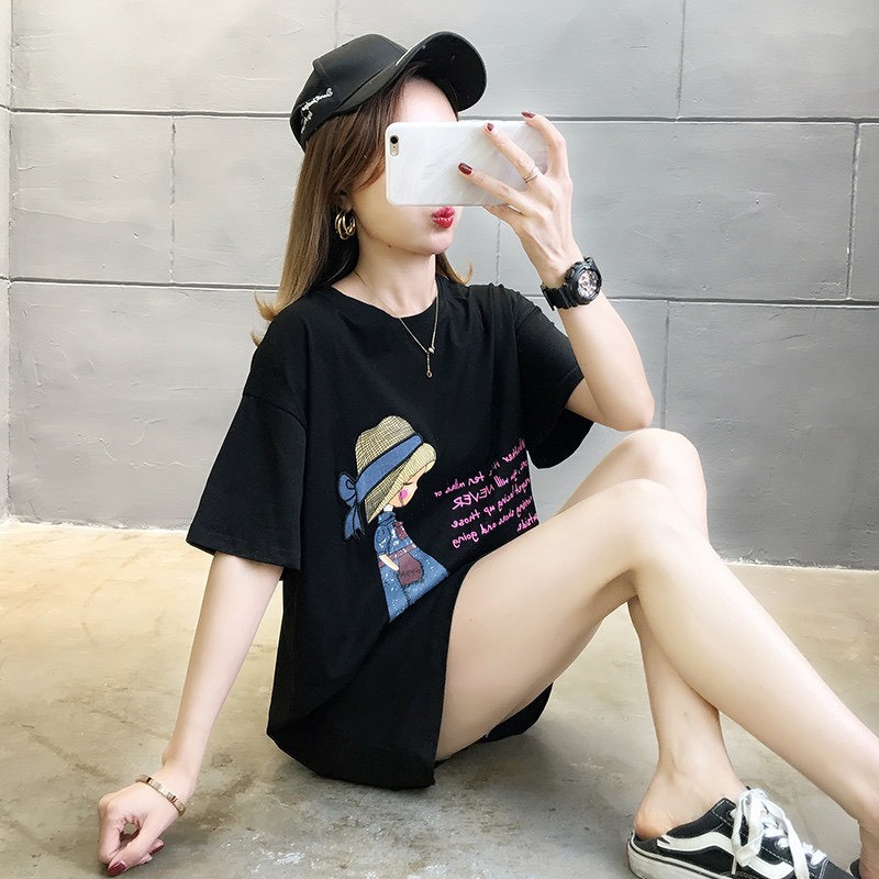 ÁO THUN ĐEN IN HÌNH CÔ GÁI NICE
