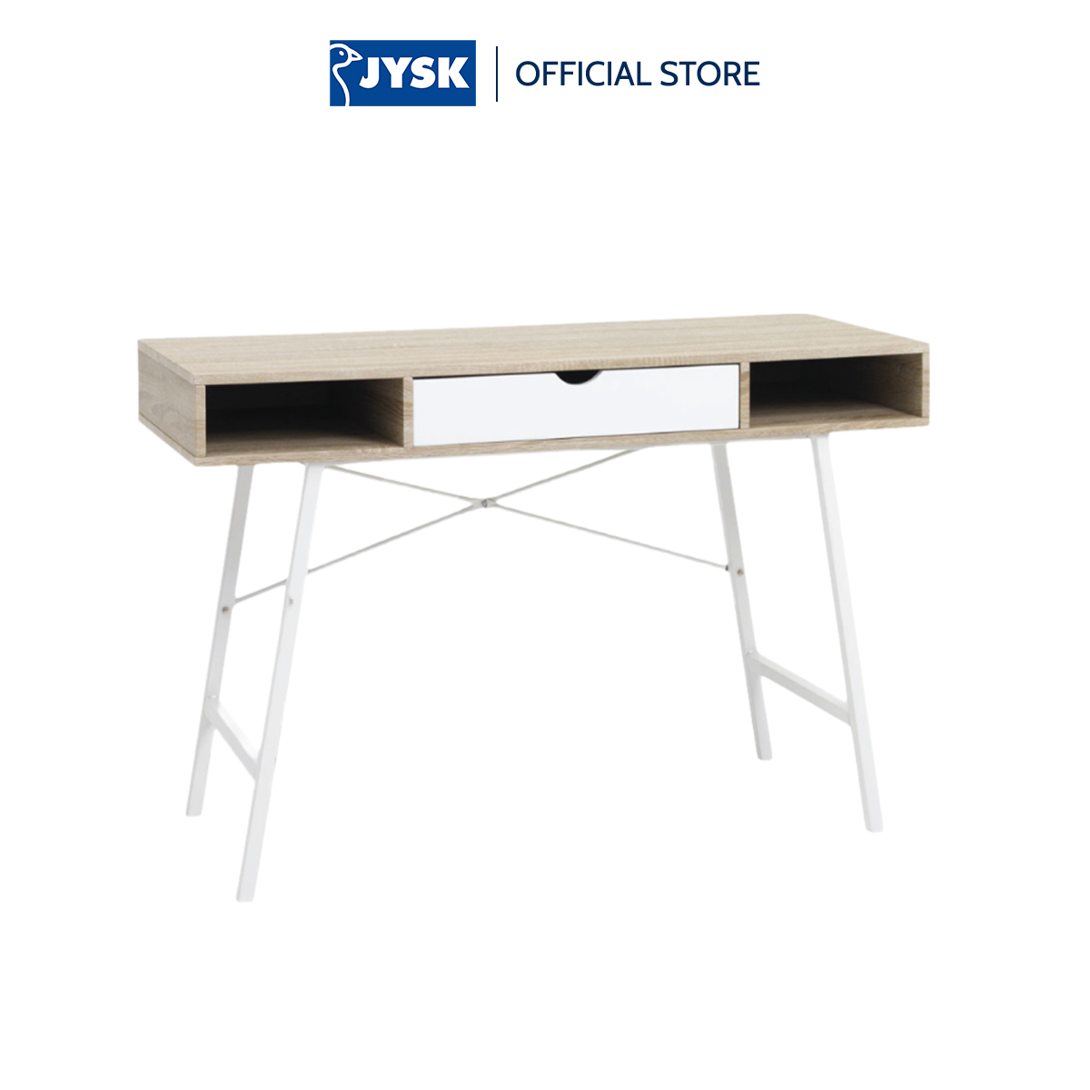 Bàn làm việc | jysk abbetved | gỗ công nghiệp màu sồi/trắng | d120xr48xc76cm