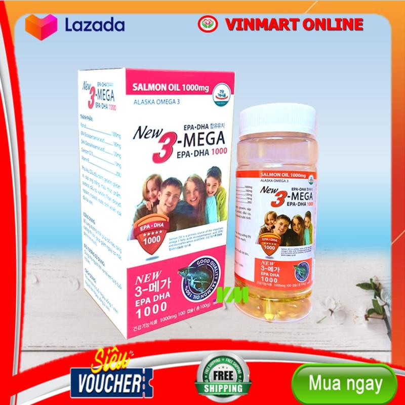 Viên dầu cá Alaska Om.ega 3 New3 - bổ não, sáng mắt, khỏe mạnh tim mạch, tăng cường trí nhớ - Hộp 100 viên thành phần dầu cá 1000mg, EPA 180mg, DHA 120mg