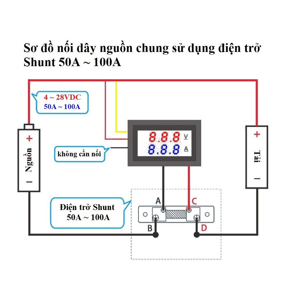 Đồng hồ led đo dòng, áp (0-100V 10A)