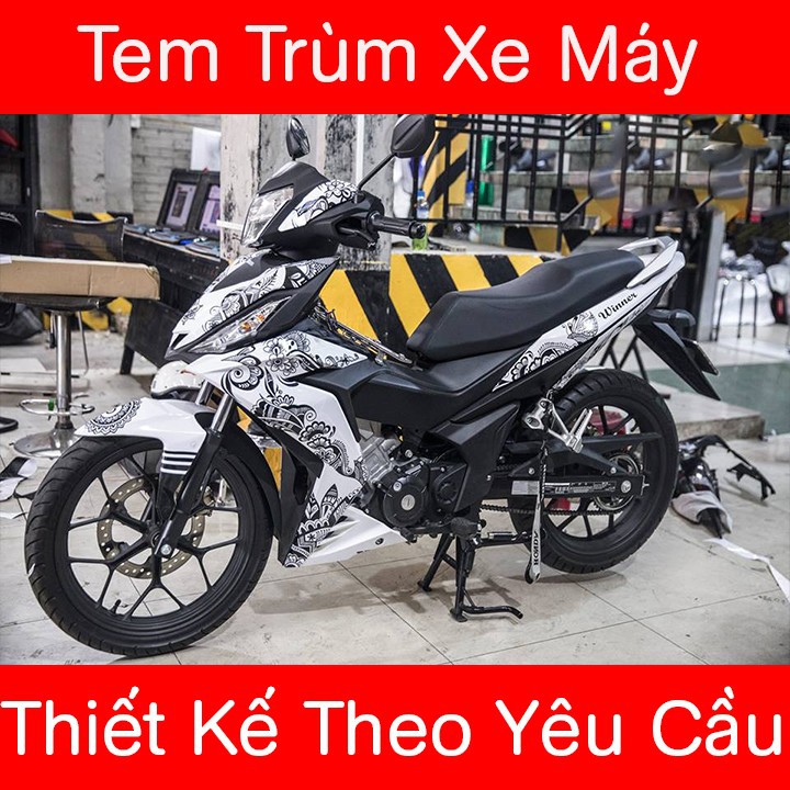 Tem trùm Winner trắng đen hoa văn - Độ dán team trùm decal xe máy Winner trắng đen hoa văn - Team trùm decal xe máy Winner rẻ đẹp và chất