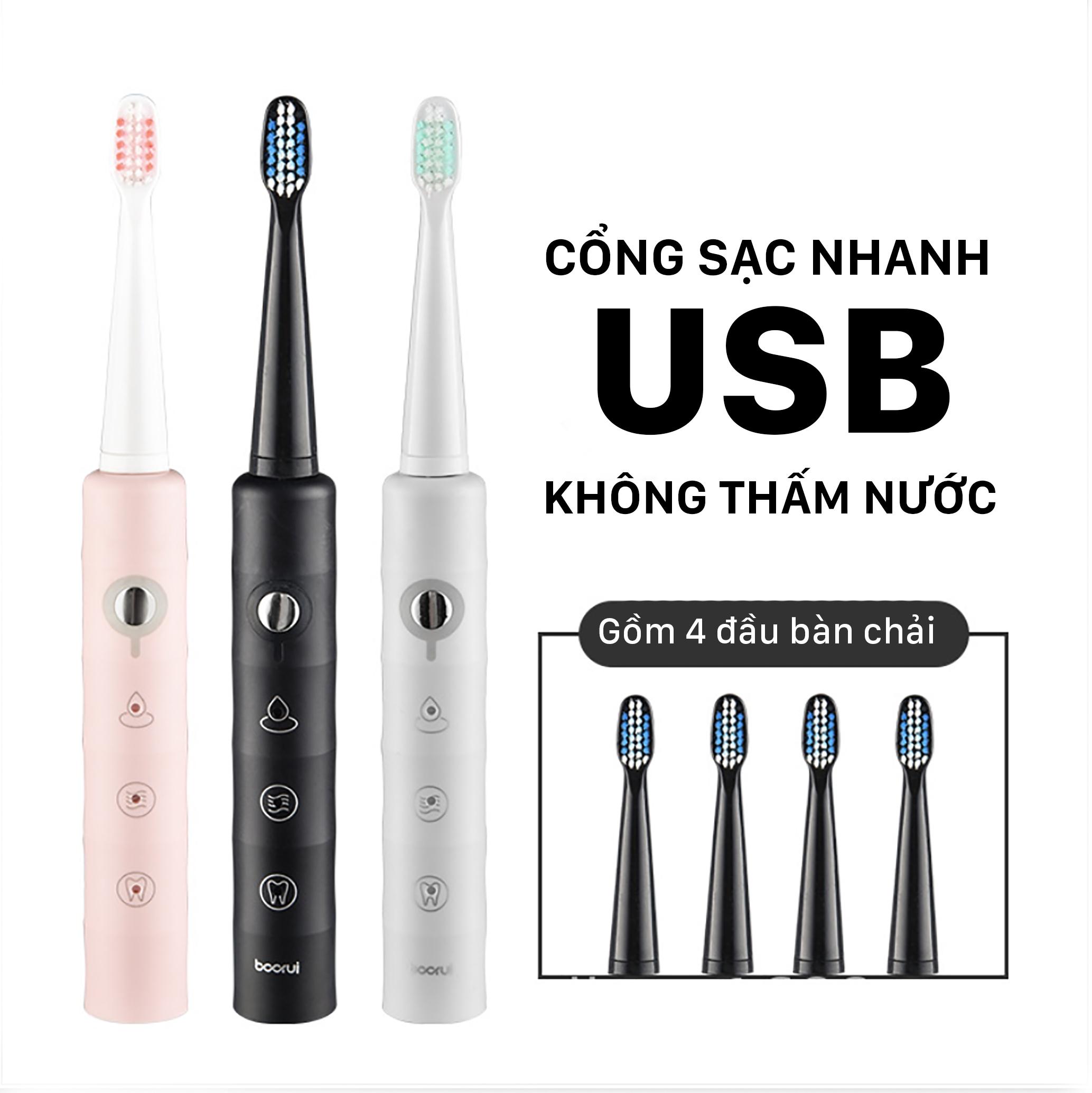 Bàn Chải Điện Sonic Boorui ( Tặng Kèm 3 Đầu Bàn Chải)