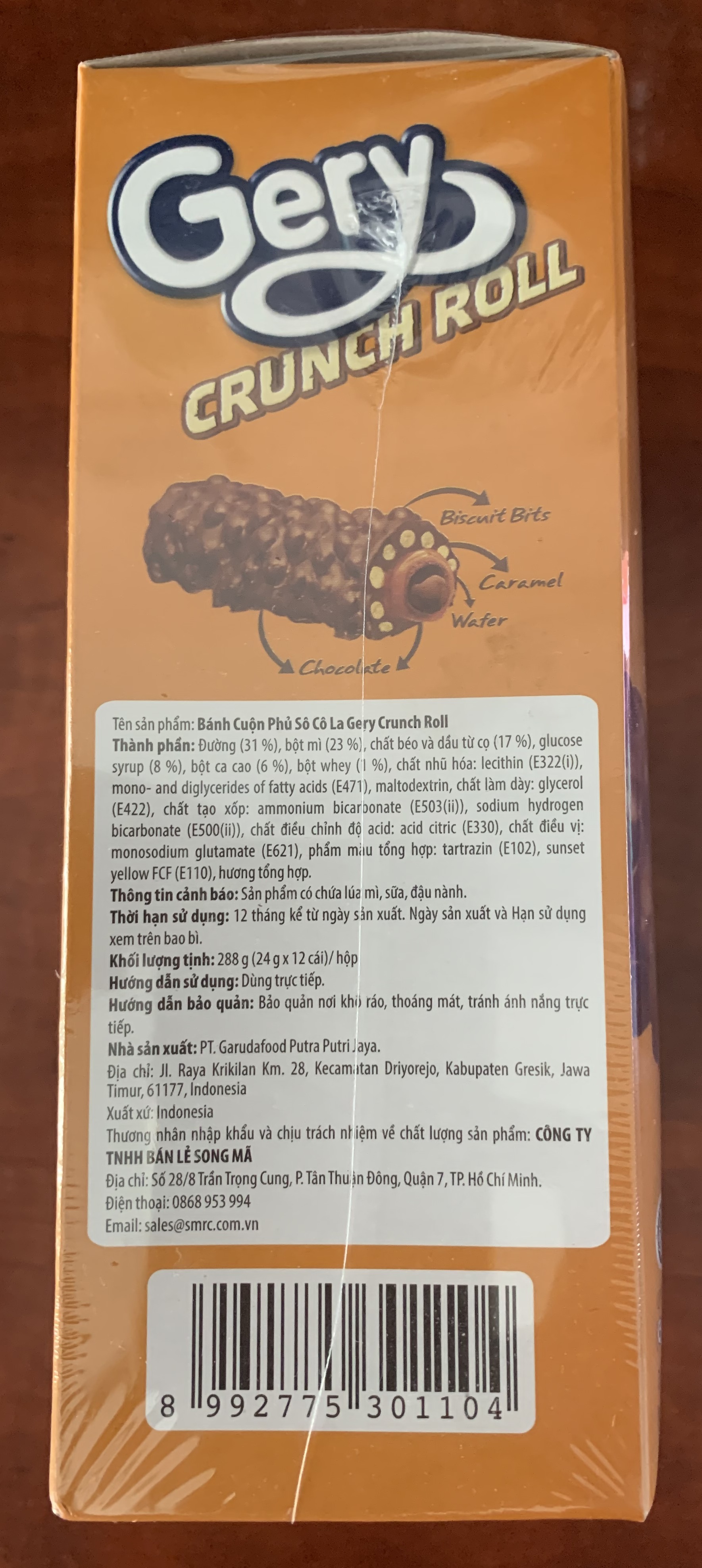 Bánh Cuộn Phủ Sô Cô La Gery Crunch Roll 288g