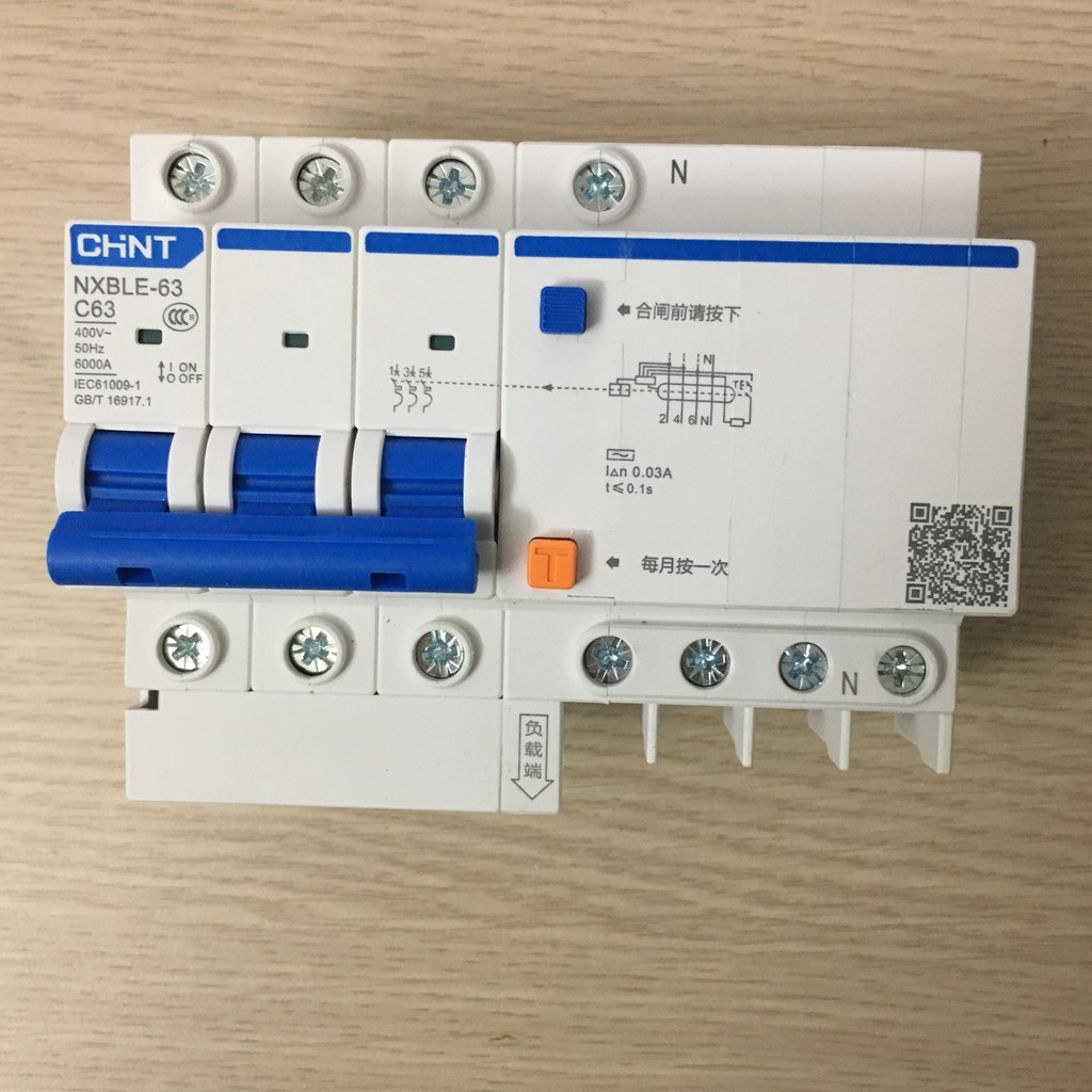 Attomat RCBO chint 3P+N 63A NXBLE-63