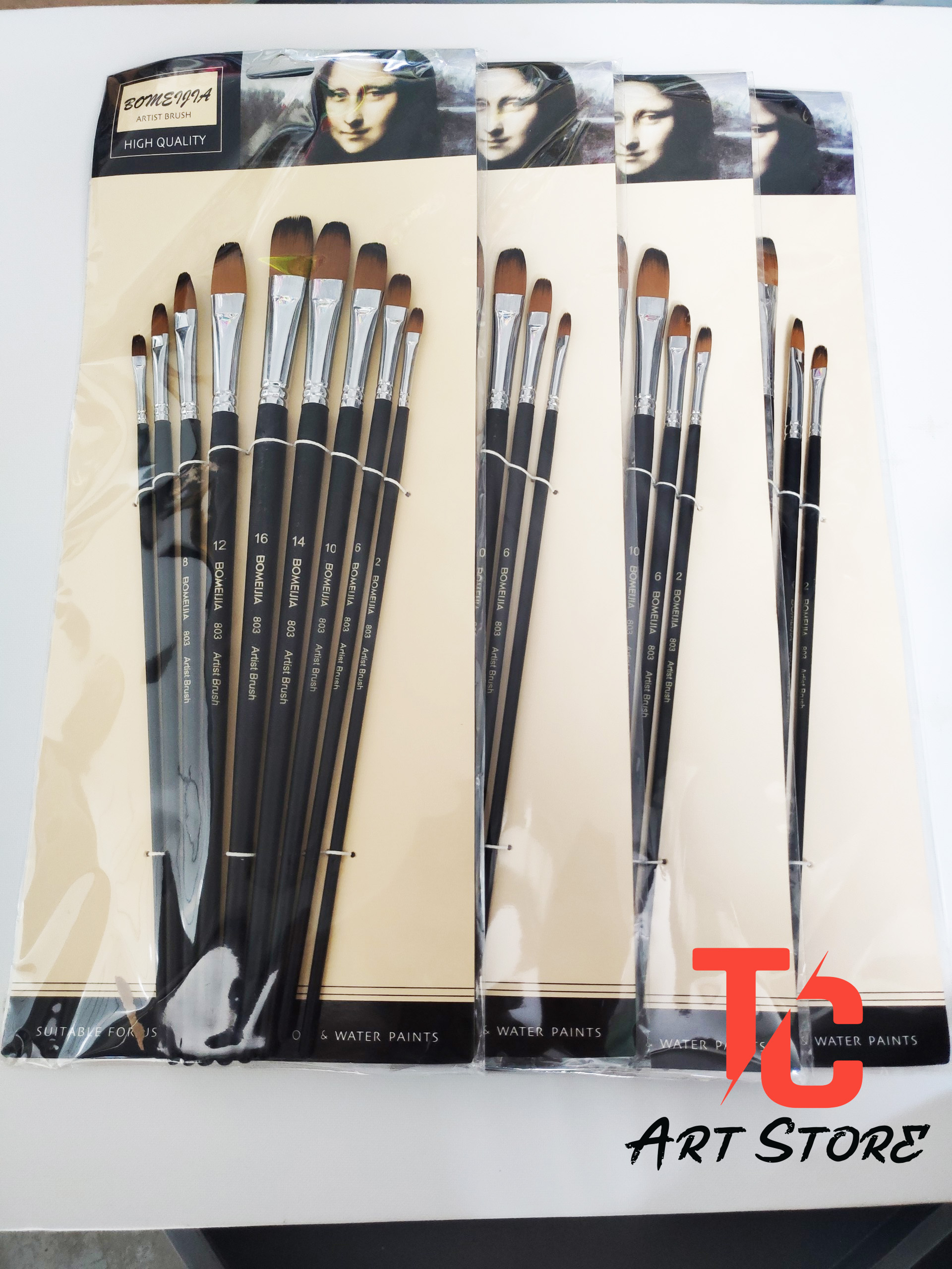 [TC Art Store] Bộ 9 Cọ Đầu Nhọn Bomega High Quality ( Thân Đen )