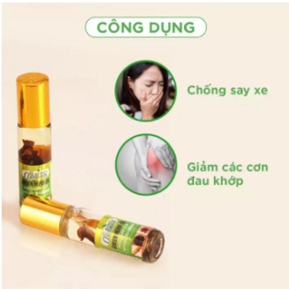 (8ml) Dầu Gió Con Lăn Thảo Dược Sâm Thái Lan Green Herb Oil