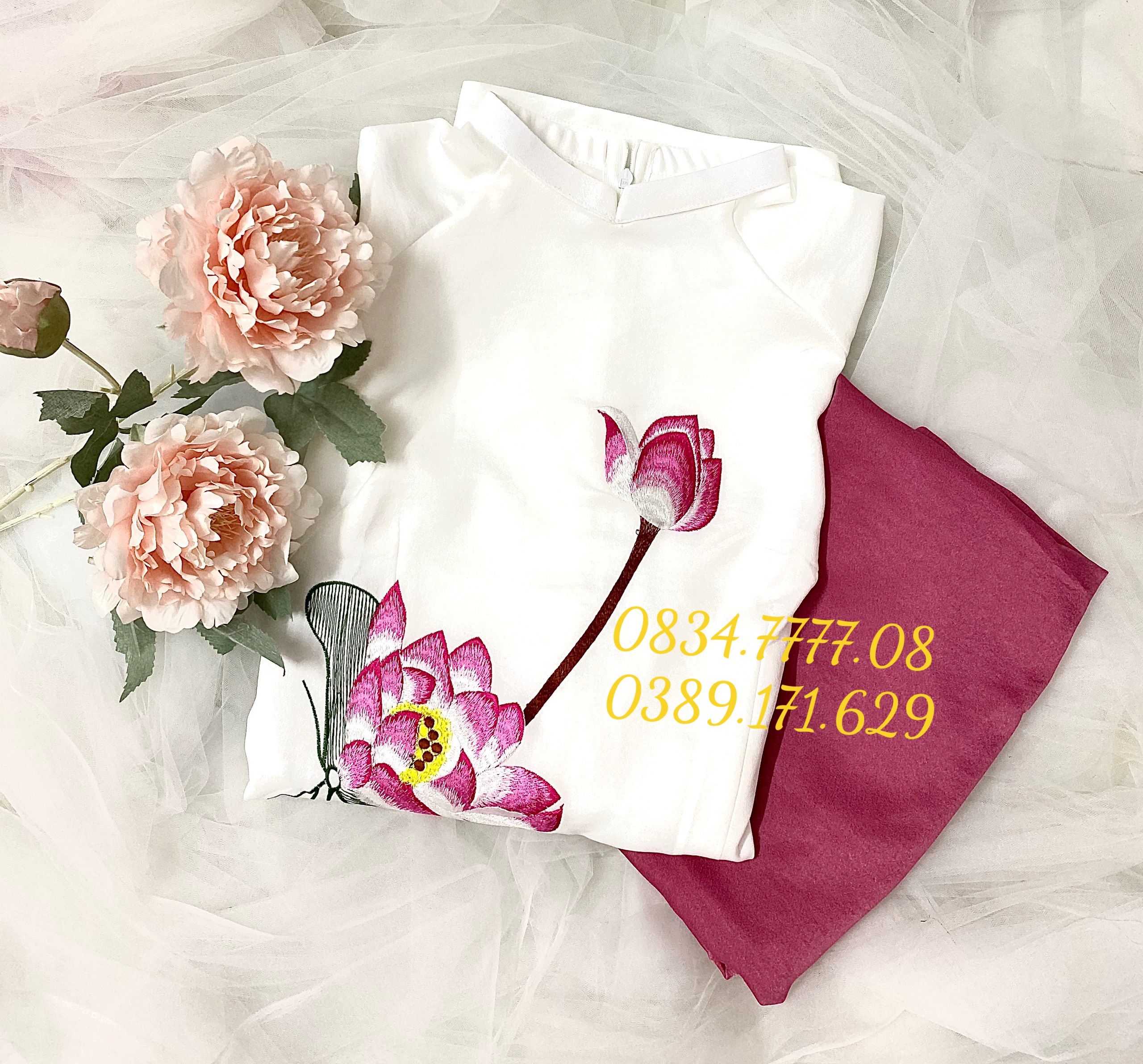 ÁO DÀI LỤA TÂY THI THÊU HOA💥💥SIÊU RẺ - SIÊU ĐẸP