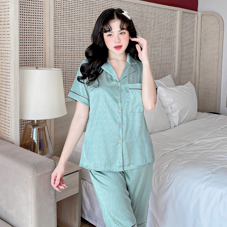 Đồ bộ lửng nữ pijama mặc nhà , đồ ngủ nữ lụa xước cao cấp có bigsize