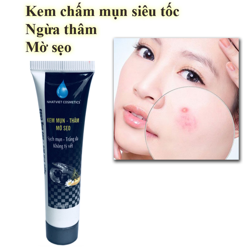 Kem chấm mụn, ngừa thâm, mờ sẹo Ngọc Trai Đen - Sữa Ong Chúa NHẬT VIỆT COSMETICS 15g dạng gel hiệu quả nhanh