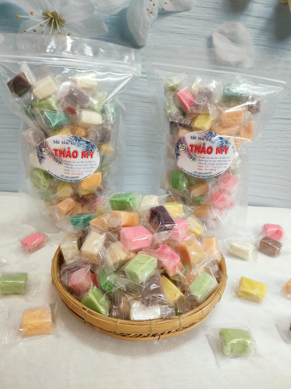 (FREESHIP) 1kg Kẹo dừa dẻo thập cẩm Bến Tre- đồ ăn vặt