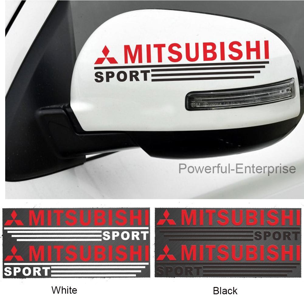 Bộ 2 Decal dán gương chiếu hậu cho ô tô Mitsubishi - Tem dán gương chiếu