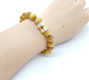 Vòng Tay Đá Mắt Hổ Lu Thống Bạch Ngọc