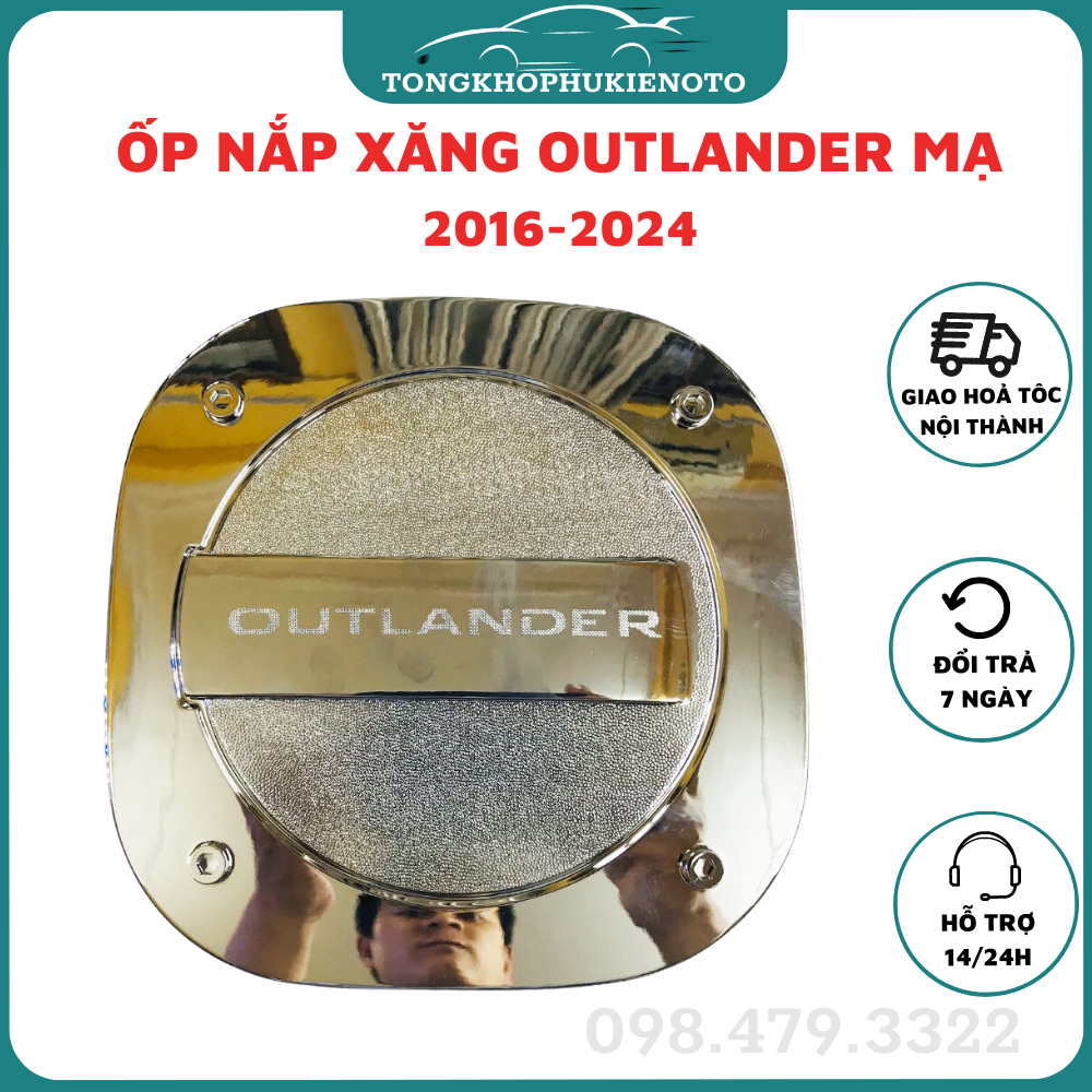 Ốp Nắp Bình Xăng Xe Mitsubishi Outlander 2018-2019-2020-2021-2022-2023-2024 Mẫu mạ crom cao cấp