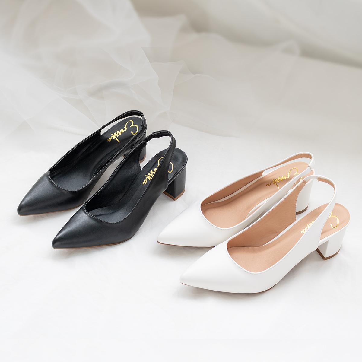 Giày nữ, giày cao gót slingback hở gót, bít mũi thời trang nữ kiểu dáng basic _ EH015 ( NU)