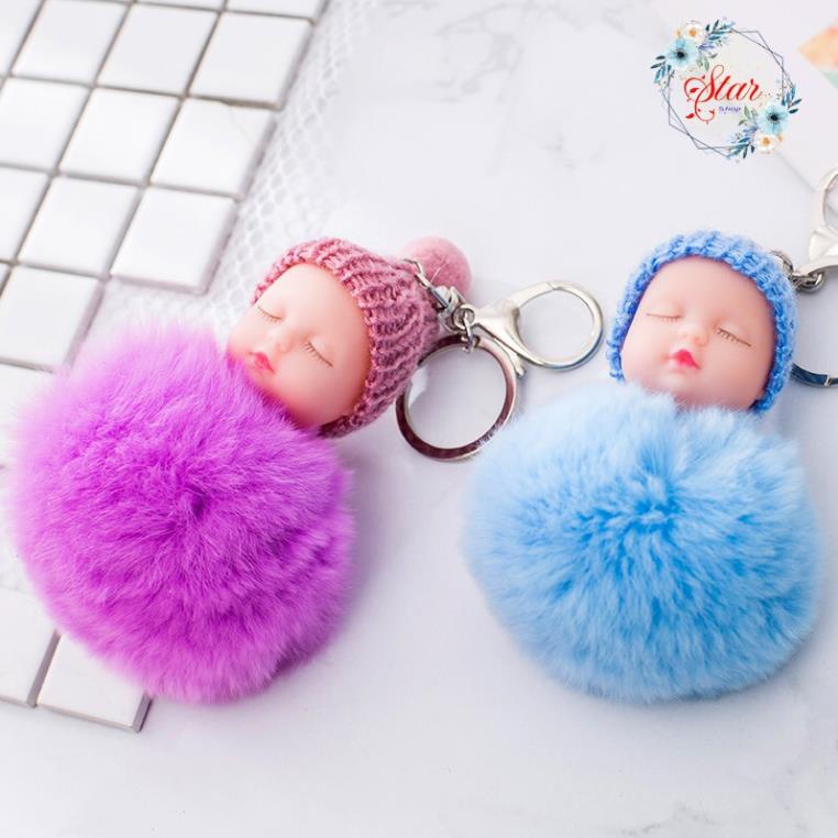 Móc khóa lông hình em bé dễ thương a15