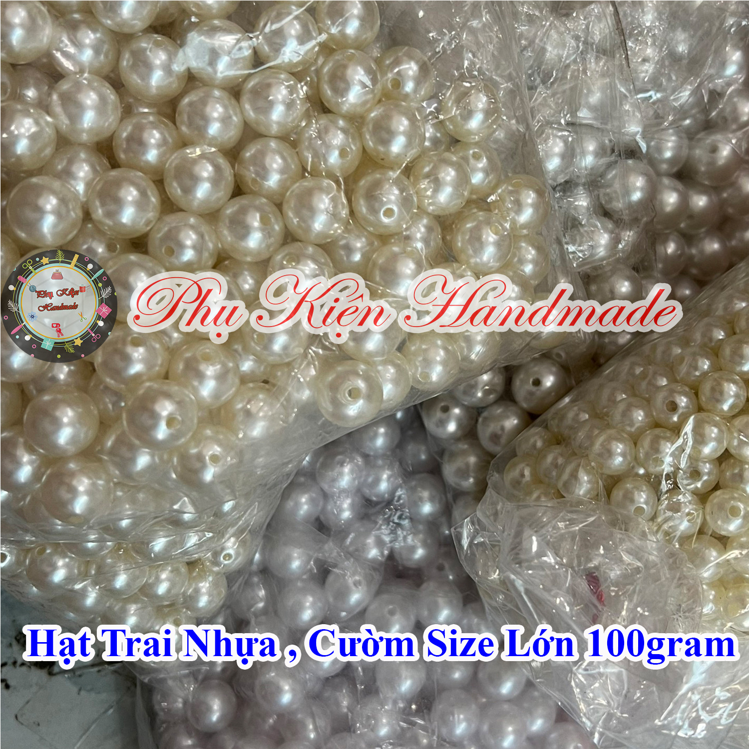 Hạt trai nhựa , cườm size lớn 100gram