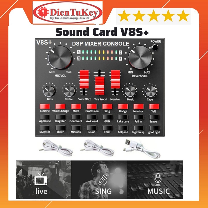 0 sound card v8,v8s+ hát livestream - karaoke - thu âm - bán hàng online model 2022 0