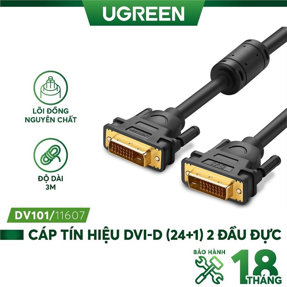 Cáp dvi-d 2 đầu đực ugreen 11606 dv101 - hàng