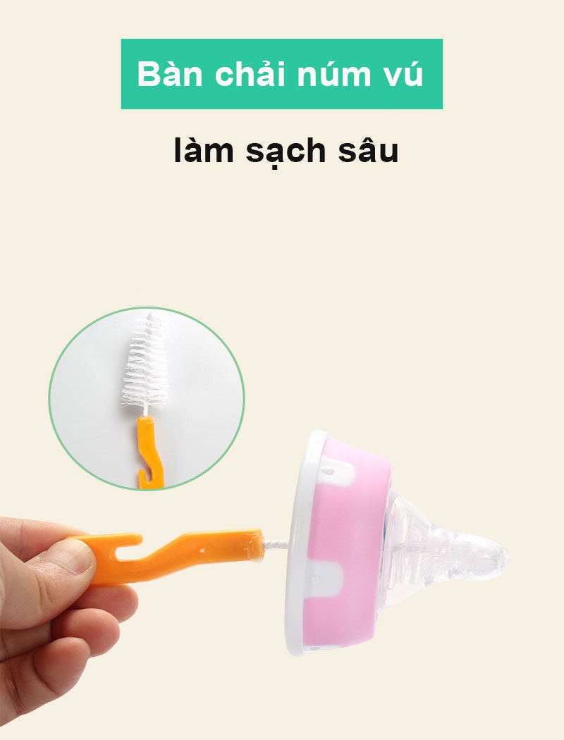 Bộ chổi cọ bình sữa và núm ti 2 chi tiết