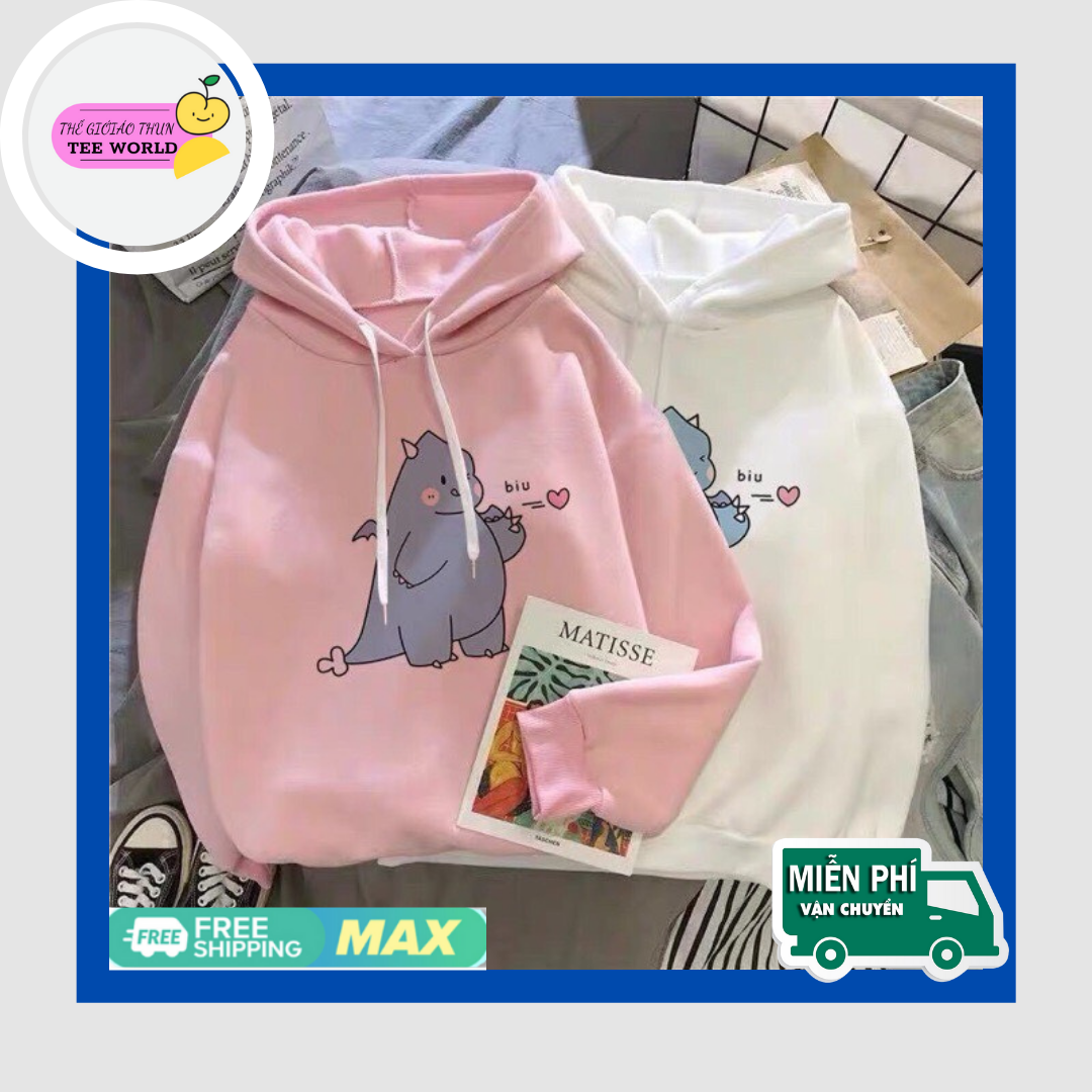 Áo Hoodie Hình khủng long bắn tim siêu Cute , áo khoác nỉ nam nữ siêu dễ thương