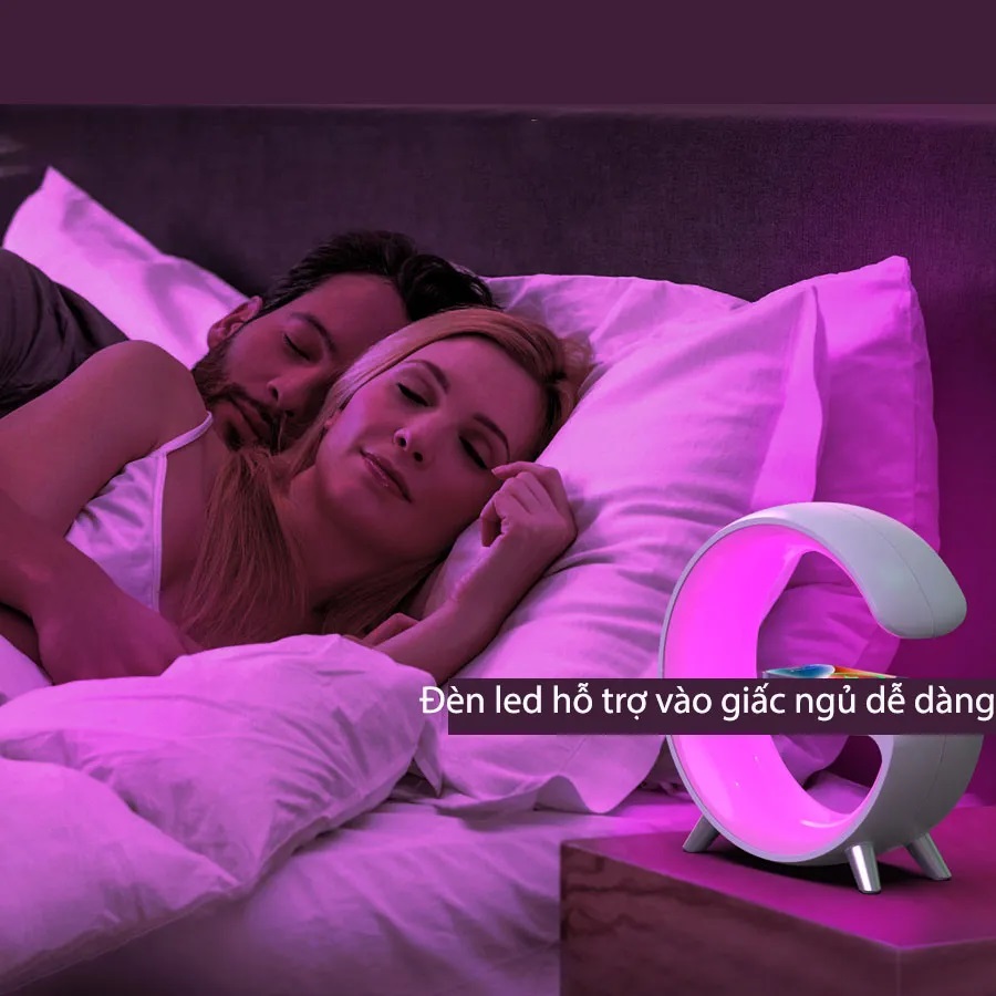 Loa nghe nhạc bluetooth quản lý bằng app , Đèn ngủ decor phòng ngủ đa sắc cảm biến theo nhạc, Đế sạc dự phòng không dây siêu tiện lợi, Đồng hồ báo thức thông minh hình chữ G NIMOCHA