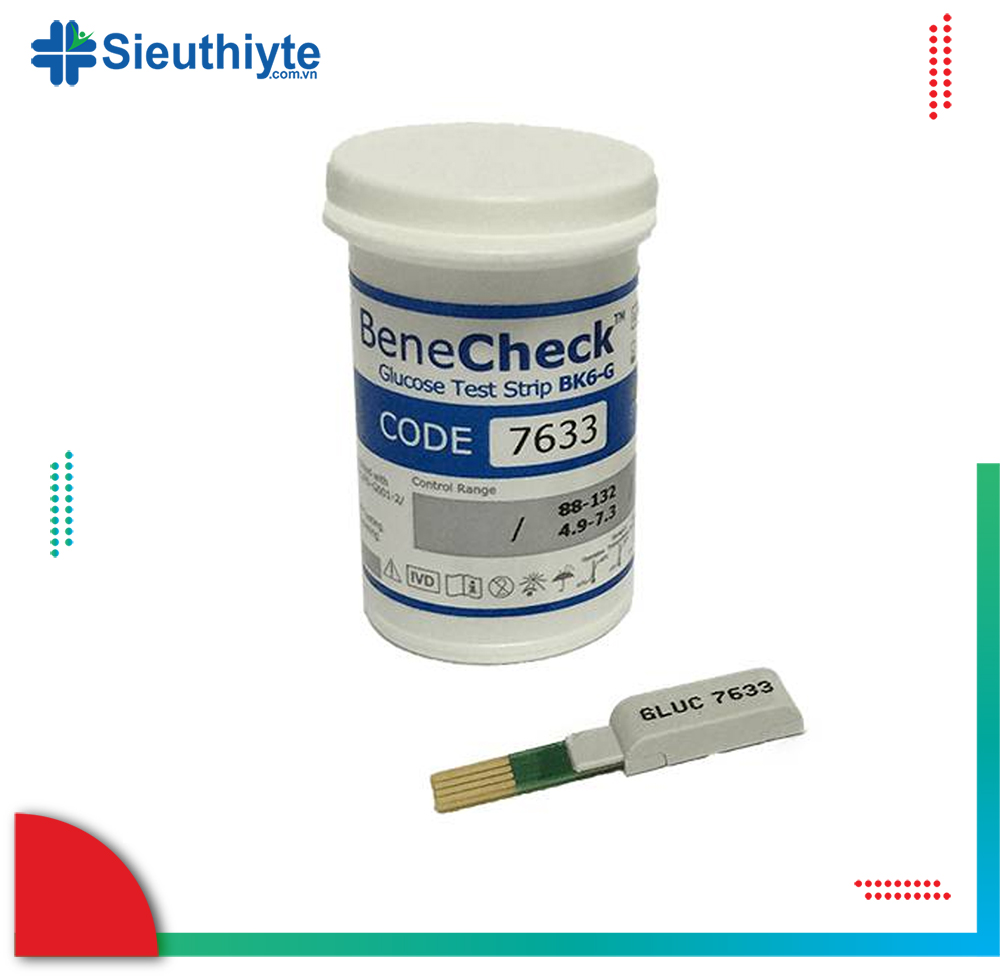 Hộp 50 Que thử Đường Huyết Glucose máy đo Benecheck 3in1 - Hàng Chính Hãng Tại Siêu Thị Y Tế