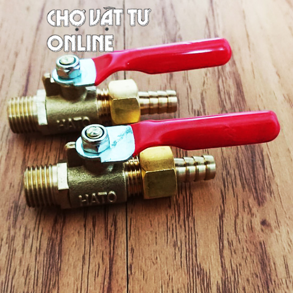 Combo 2 van bi khóa đồng thau ren ngoài 13mm, van hơi khí nén Hato
