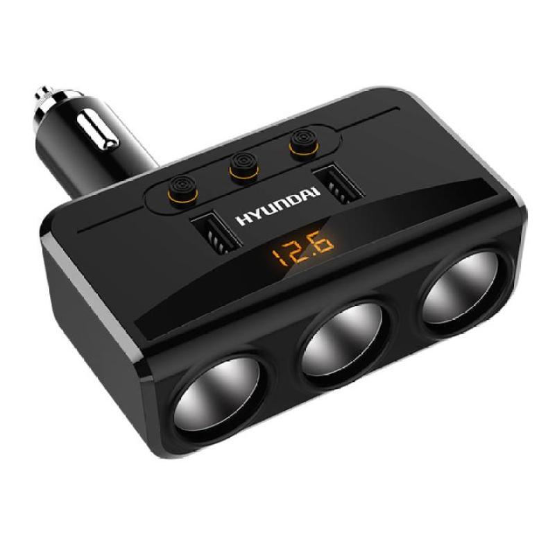Bộ chia tẩu sạc ô tô, xe hơi HY-29 Tích 3 tẩu 2 cổng USB sạc nhanh 3.0 với điện áp 3.1A ( Màu đen)