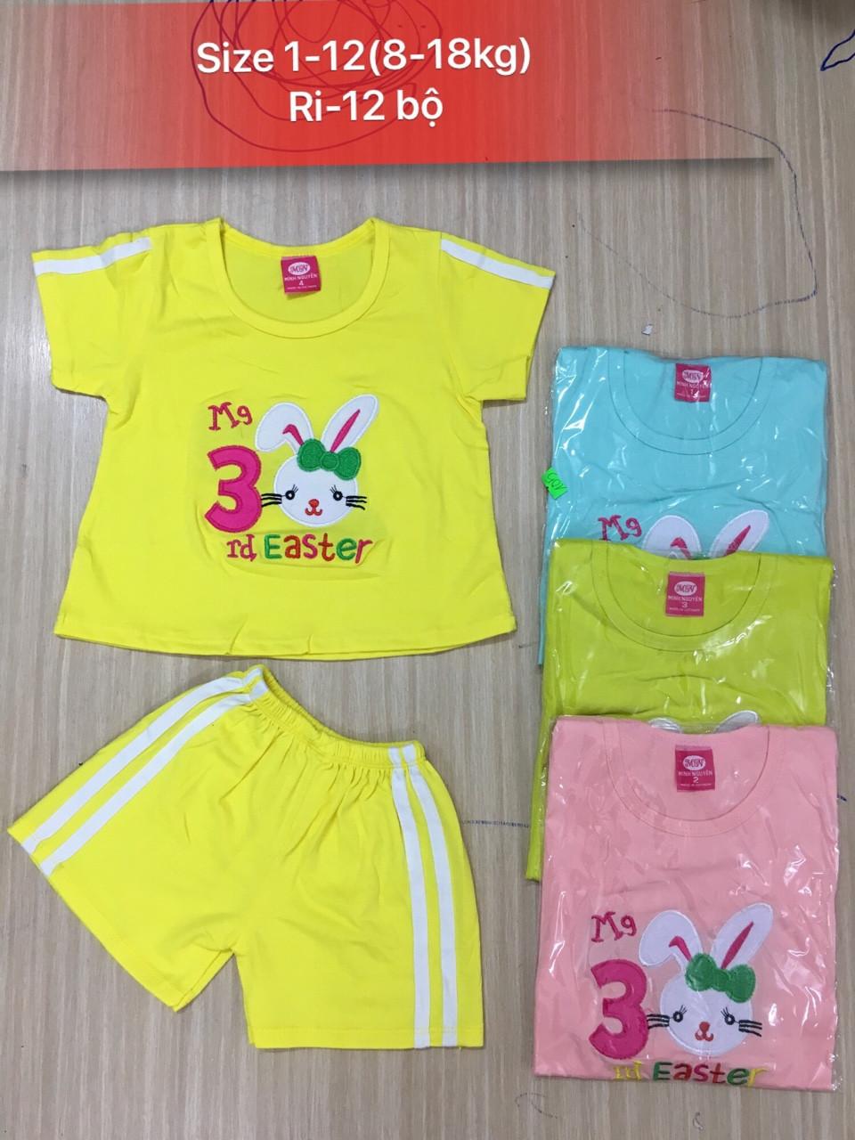 combo 3 bộ đồ bộ cho bé gái từ 7-18kg