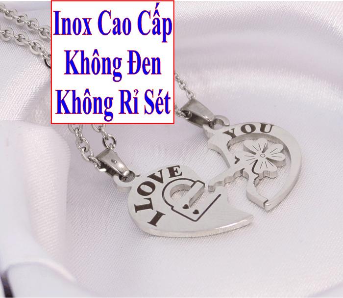 Necklaces couple stainless steel đẹp that cheap heart-shaped combination four leaf grass bike locks and key love white-commitment 1 Đổi 1 if Hoen, rust