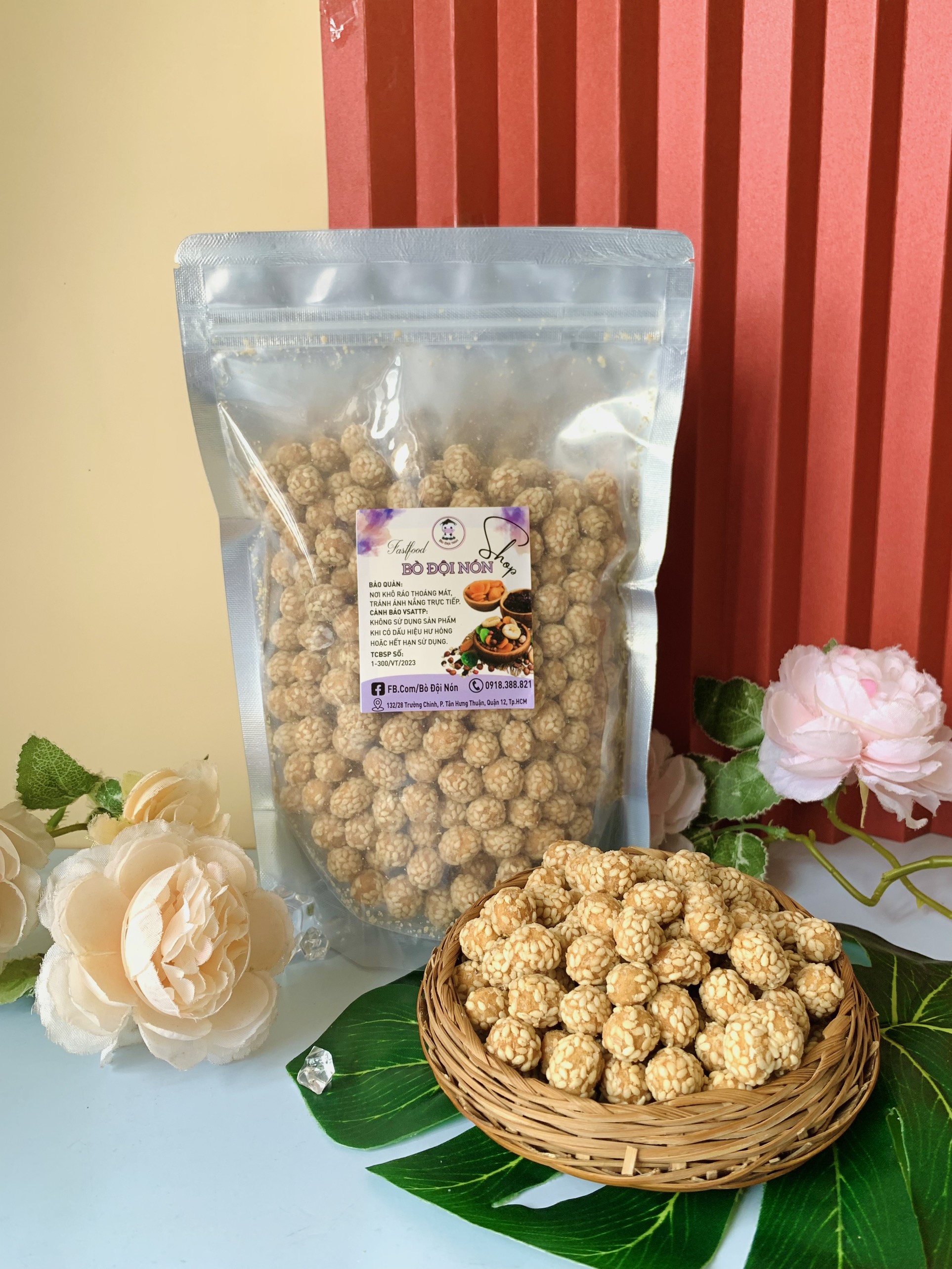 Đậu Phộng Mè Cốt Dừa 500g Bò Đội Nón