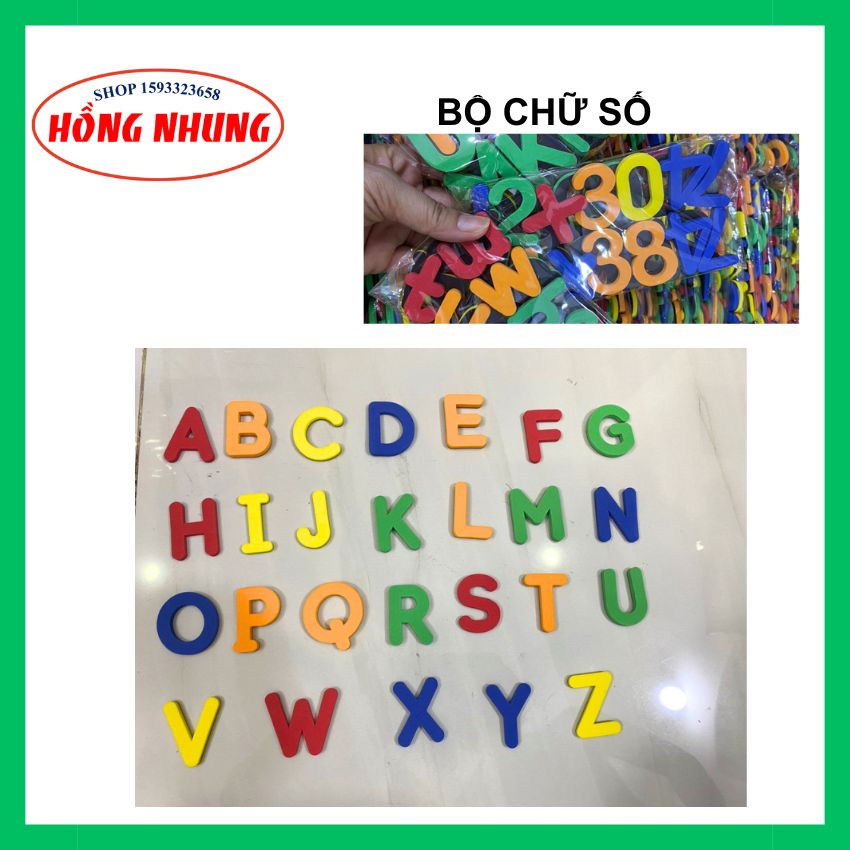 Bộ chữ cái thường, chữ cái in hoa, bộ số kèm bộ dấu có nam châm