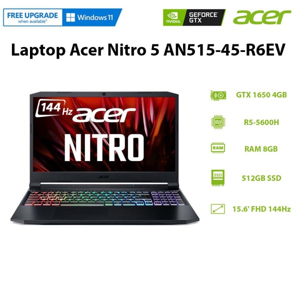 Laptop Acer Nitro 5 AN515-45-R6EV (R5-5600H | 8GB | 512GB | GeForce® GTX 1650 4GB | 15.6 FHD 144Hz | Win 11)