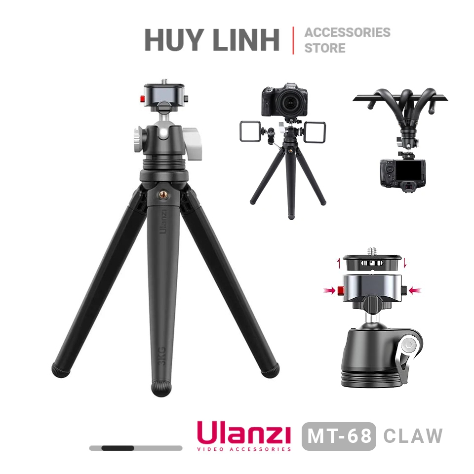 Chân tripod bạch tuộc cho điện thoại, máy ảnh Ulanzi MT-68 CLAW Quick Release Flexible Tripod T061CNB1