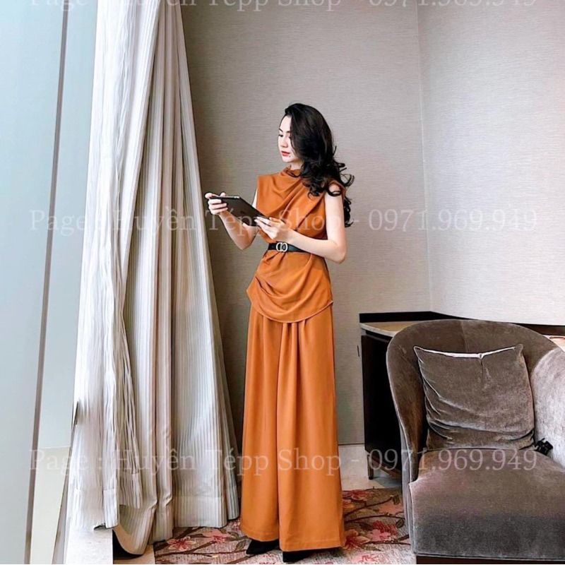 Set Lụa By Juvénile Cổ Đổ Mix Quần Ống Rộng